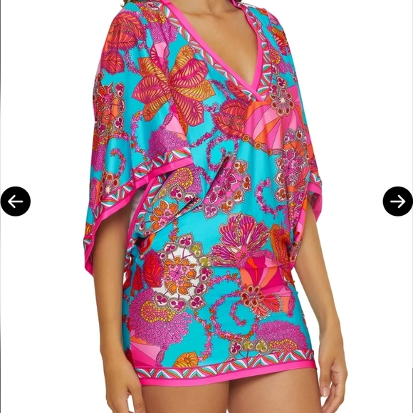 NWT Trina Turk Meilani Floral Pink Blue And Orange Swim Cover-Up Size M - Picture 7 of 14
